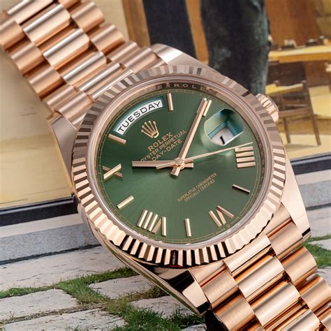 rolex day date everose olive|Rolex Day-Date 40 228235.